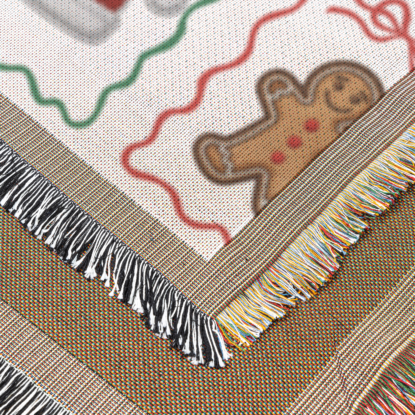 Christmas Woven Throw Blanket, close up view