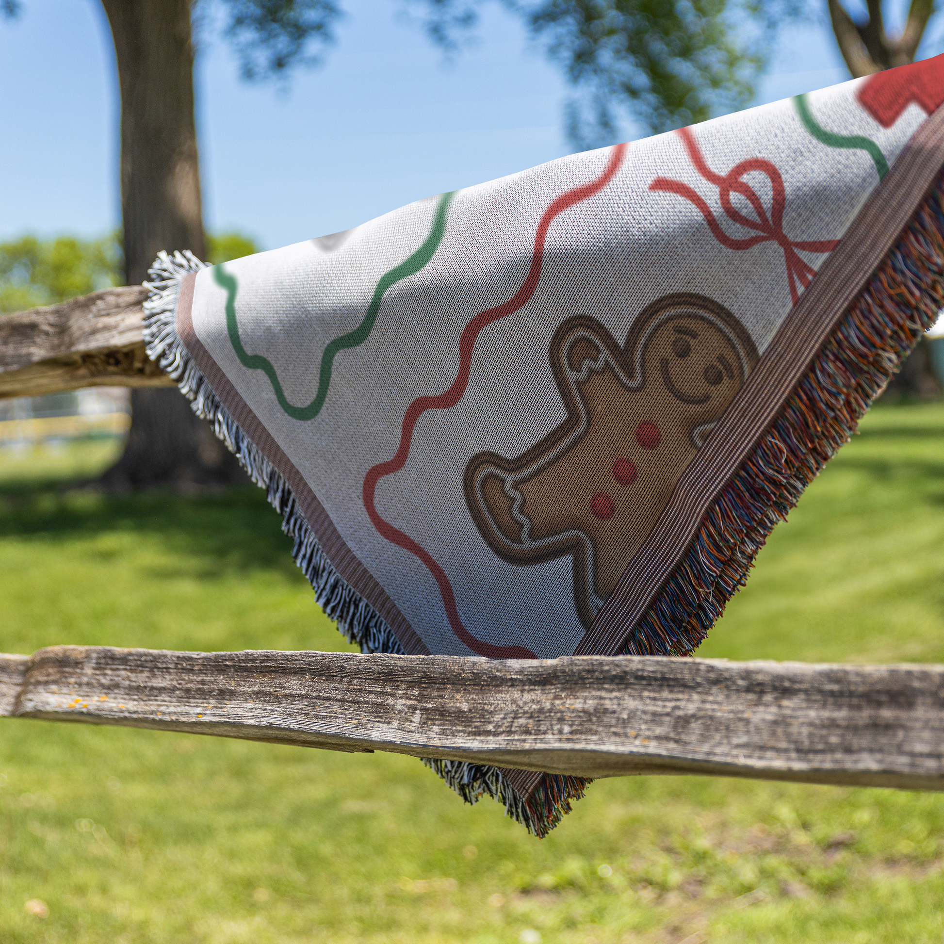Christmas Woven Throw Blanket, outside close up view
