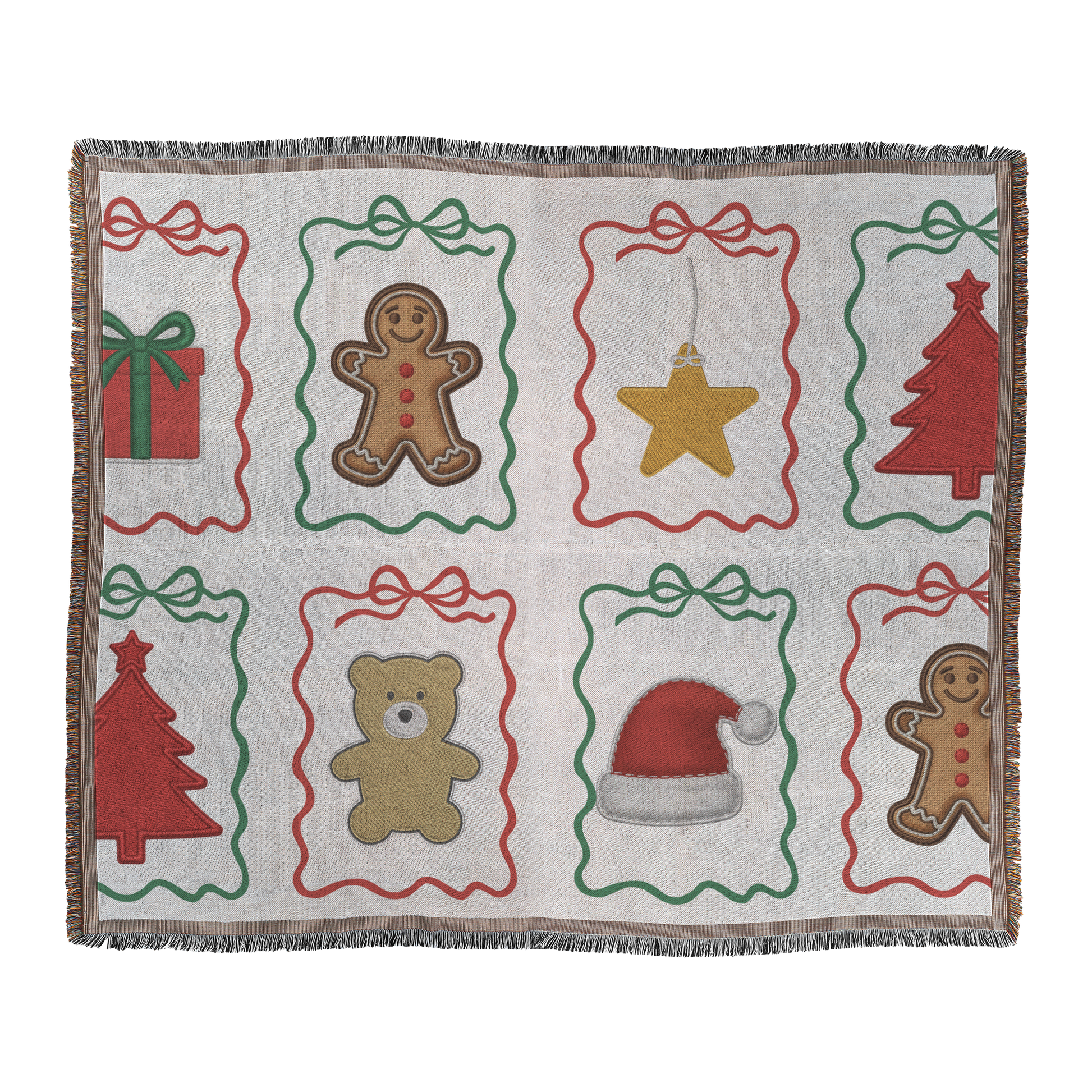 Christmas Woven Throw Blanket, flat lay front view