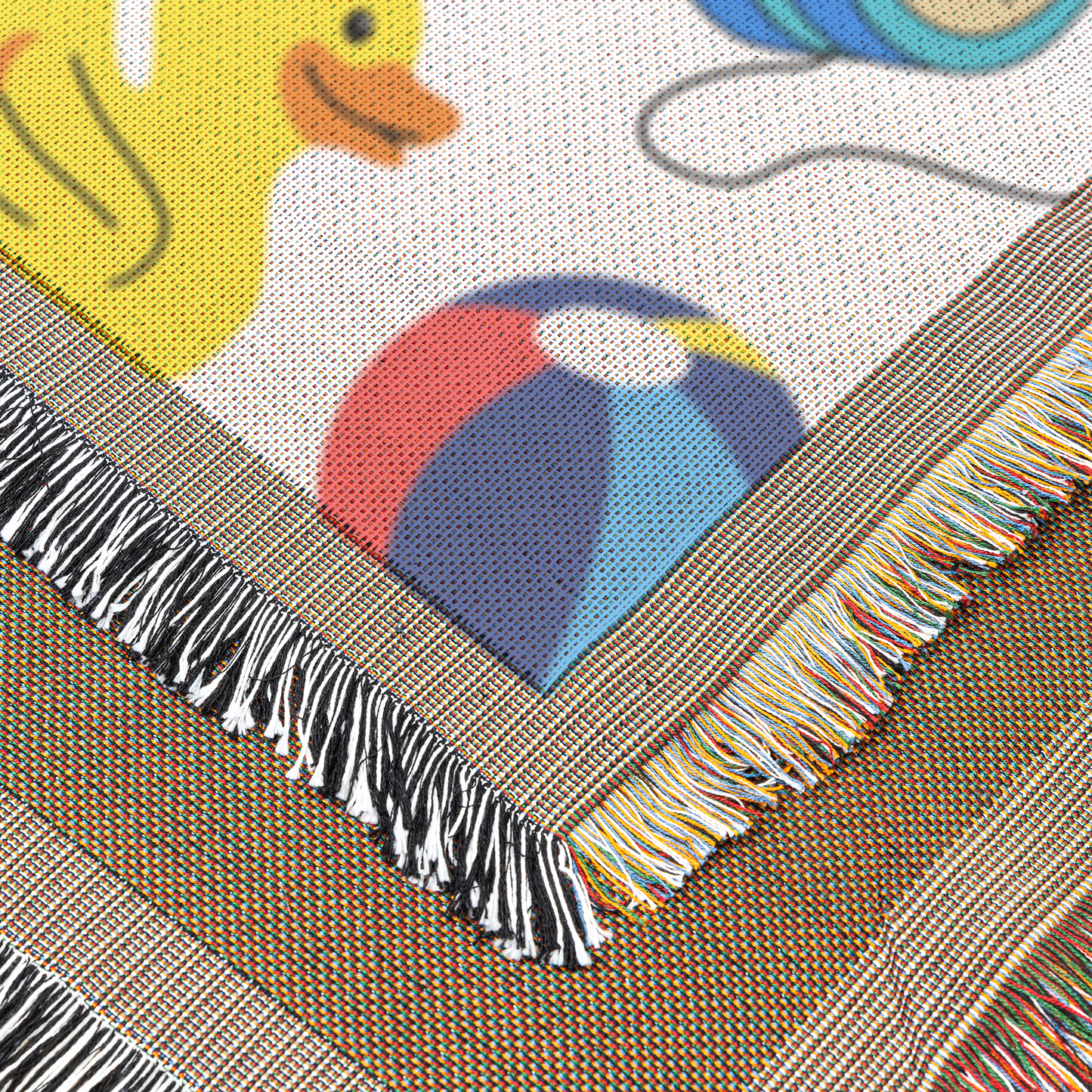 Kids woven blanket, close up view
