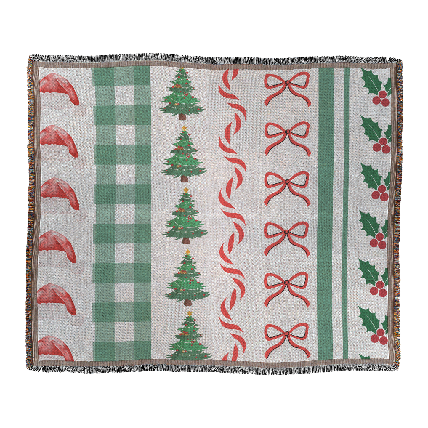 Modern Christmas Woven Throw Blanket, front flat lay
