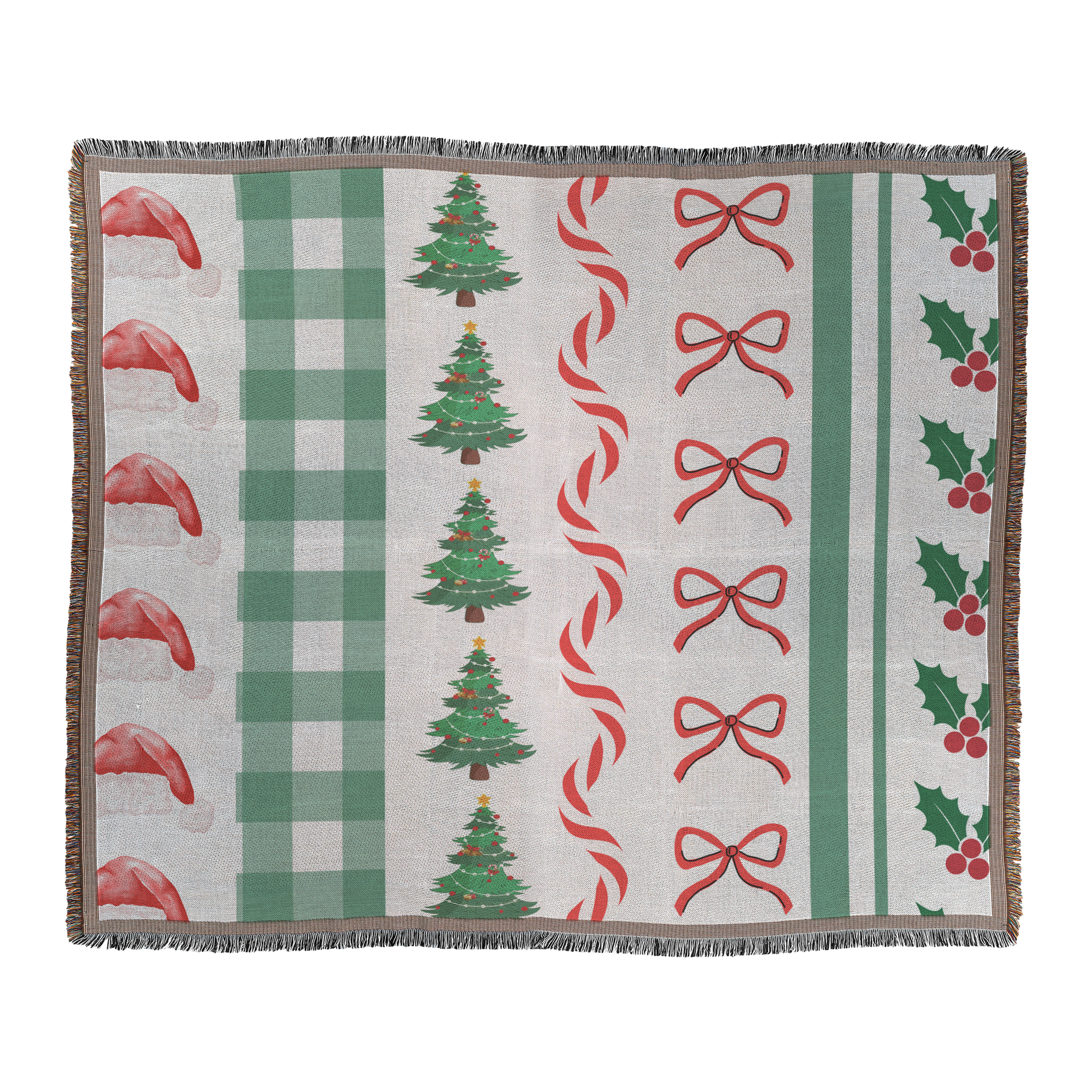 Modern Christmas Woven Throw Blanket, front flat lay