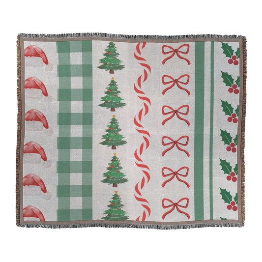 Modern Christmas Woven Throw Blanket, front flat lay