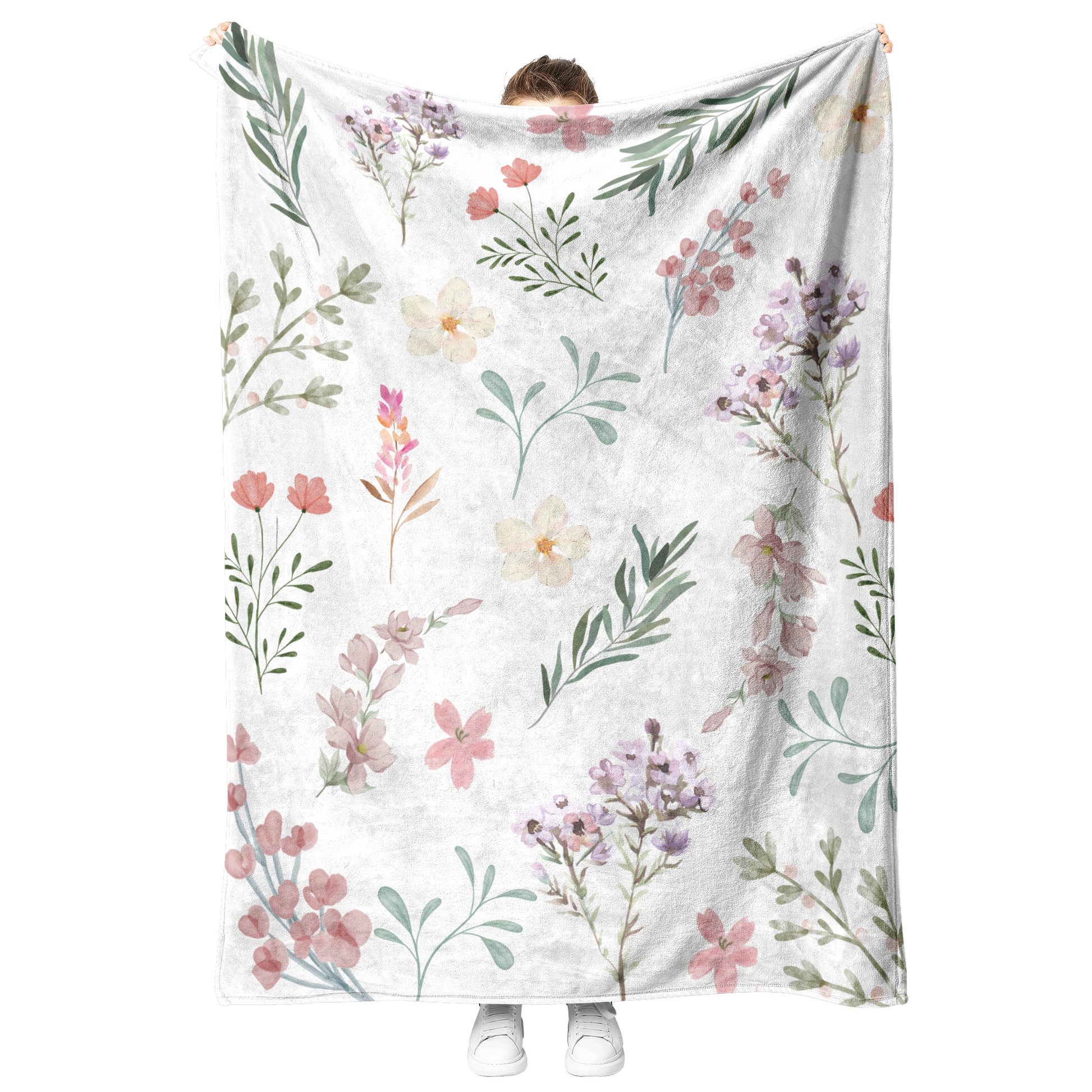 Whimsical_Flowers_Fleece_Blanket_V_Blanket_Model_Mockup.png