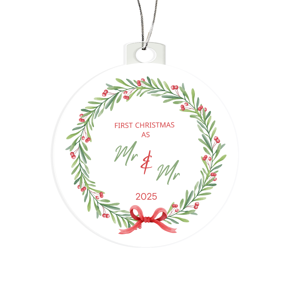First Christmas Married (Mr & Mr)- Wreath Ornament