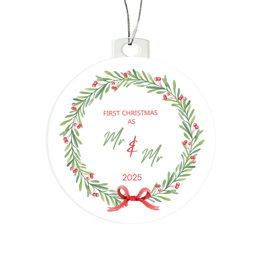First Christmas Married (Mr & Mr)- Wreath Ornament