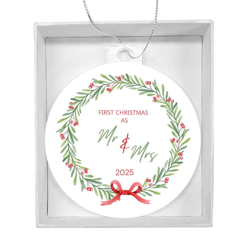 First Christmas Married- Wreath Ornament