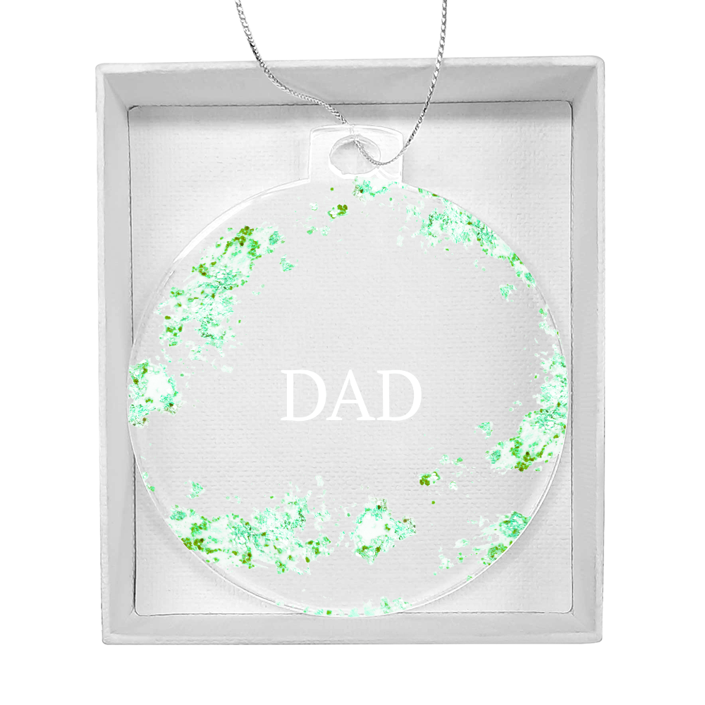 Dad Christmas Ornament, green, in white gift box