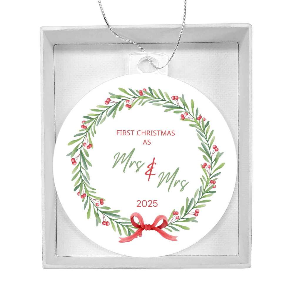 First Christmas Married (Mrs & Mrs)- Wreath Ornament